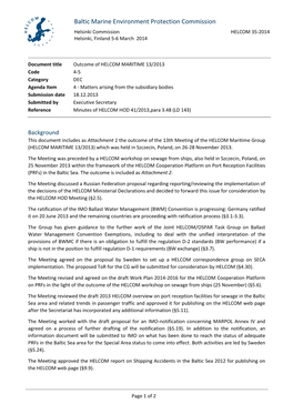 4-5 Outcome of HELCOM MARITIME 13/2013