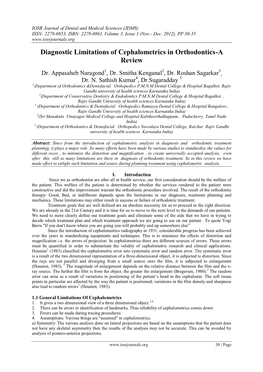 Diagnostic Limitations of Cephalometrics in Orthodontics-A Review