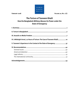 The Torture of Tasneem Khalil How the Bangladesh Military Abuses Its Power Under the State of Emergency