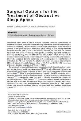 Surgical Options for the Treatment of Obstructive Sleep Apnea