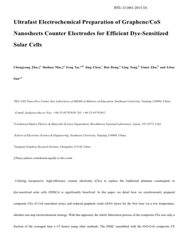 A Facile Electrochemical Approach to Prepare Cos Nanosheet/ Graphene