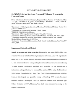 SLC45A3-ELK4 Is a Novel and Frequent ETS Fusion Transcript in Prostate Cancer