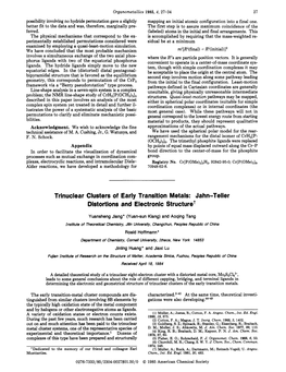 Trinuclear Clusters of Early Transition Metals: Jahn-Teller Distortions and Electronic Structuret