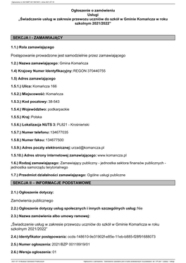 ZAMAWIAJĄCY Postępowanie Prowadzone Jest Samodzielnie Przez