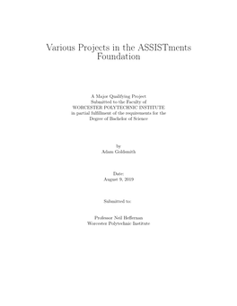 Various Projects in the Assistments Foundation