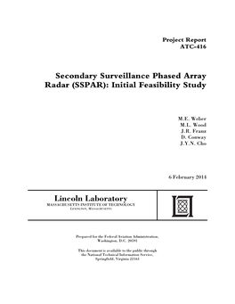 Secondary Surveillance Phased Array Radar (SSPAR): Initial Feasibility Study