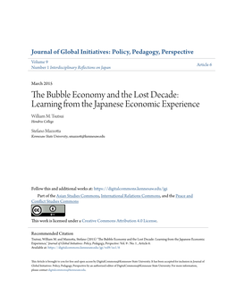 The Bubble Economy and the Lost Decade: Learning from the Japanese Economic Experience