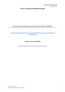 Solomon Island Roads and Aviation Project (SIRAP)