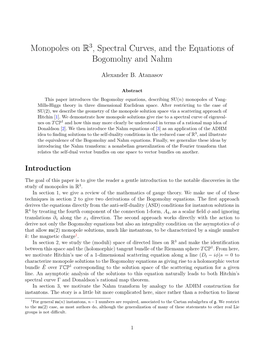 Spectral Curves, and the Equations of Bogomolny and Nahm