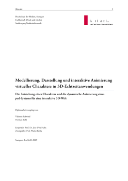 Modellierung, Darstellung Und Interaktive Animierung Virtueller Charaktere in 3D-Echtzeitanwendungen