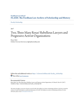 Rebellious Lawyers and Progressive Activist Organizations Brian Glick Fordham University School of Law, Bglick@Law.Fordham.Edu