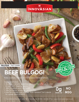 BEEF BULGOGI Fully Cooked, Korean Inspired Seasoned Beef Strips