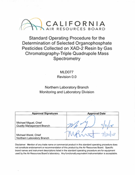 SOP: Determination of Selected Organophosphate Petsicides