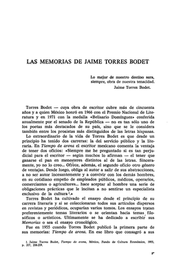 Las Memorias De Jaime Torres Bodet