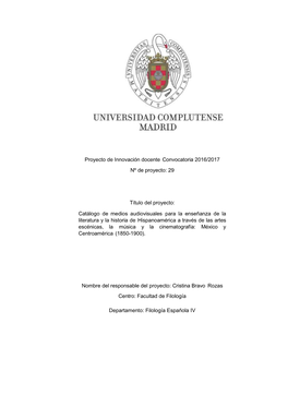 29 Título Del Proyecto: Catálogo De Medios Audiovisual