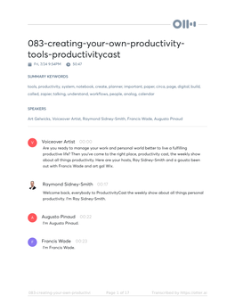 083-Creating-Your-Own-Productivity- Tools-Productivitycast Fri, 7/24 9:54PM 50:47