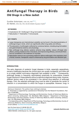 Antifungal Therapy in Birds Old Drugs in a New Jacket