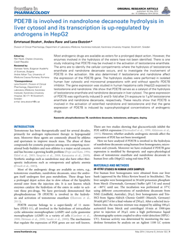 PDE7B Is Involved in Nandrolone Decanoate Hydrolysis in Liver Cytosol and Its Transcription Is Up-Regulated by Androgens in Hepg2