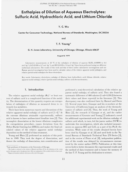 Enthalpies of Dilution of Aqueous Electrolytes: Sulfuric Acid, Hydrochloric Acid, and Lithium Chloride