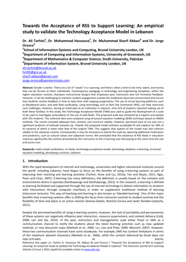 An Empirical Study to Validate the Technology Acceptance Model in Lebanon