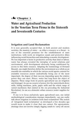 Water and Agricultural Production in the Venetian Terra Firma in the Sixteenth and Seventeenth Centuries