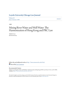 The Harmonization of Hong Kong and PRC Law Tahrih V