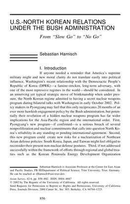 U. S.-North Korean Relations Under the Bush Administration: From