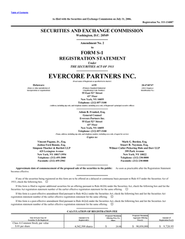 EVERCORE PARTNERS INC. (Exact Name of Registrant As Specified in Its Charter)