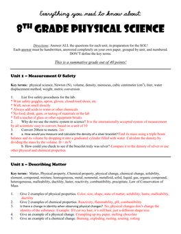 8 Grade Physical Science