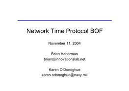 Network Time Protocol BOF