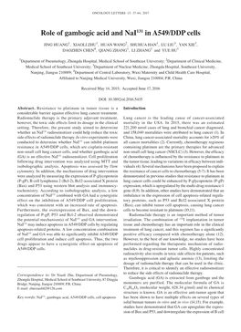 Role of Gambogic Acid and Nai131 in A549/DDP Cells