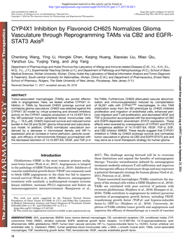 CYP4X1 Inhibition by Flavonoid CH625 Normalizes Glioma Vasculature Through Reprogramming Tams Via CB2 and EGFR- STAT3 Axis S