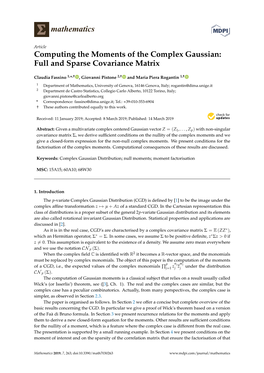 Computing the Moments of the Complex Gaussian: Full and Sparse Covariance Matrix