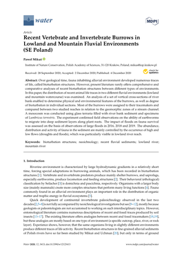 Recent Vertebrate and Invertebrate Burrows in Lowland and Mountain Fluvial Environments (SE Poland)