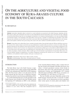 On the Agriculture and Vegetal Food Economy of Kura-Araxes Culture in the South Caucasus 71 PART À TIRÉS