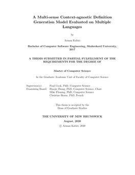 A Multi-Sense Context-Agnostic Definition Generation Model