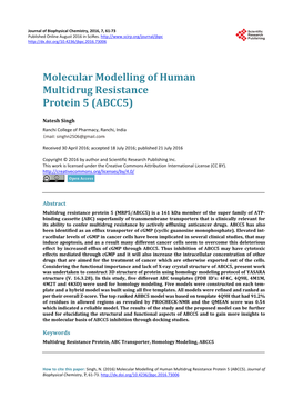 Molecular Modelling of Human Multidrug Resistance Protein 5 (ABCC5)