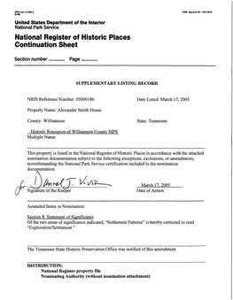 National Register of Historic Places Continuation Sheet