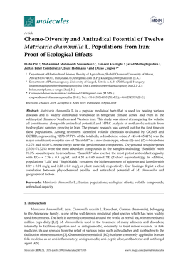 Chemo-Diversity and Antiradical Potential of Twelve Matricaria Chamomilla L