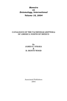 Memoirs on Entomology, International Volume 18, 2004