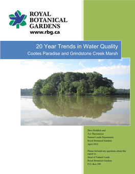 20 Water Quality Trends Cootes Paradise 2012
