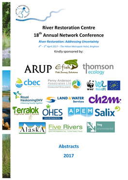 River Restoration Centre 18 Annual Network Conference Abstracts 2017