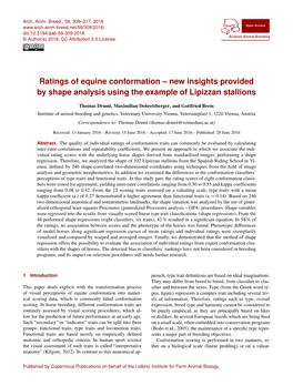 Ratings of Equine Conformation – New Insights Provided by Shape Analysis Using the Example of Lipizzan Stallions