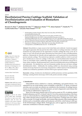 Decellularized Porcine Cartilage Scaffold; Validation of Decellularization and Evaluation of Biomarkers of Chondrogenesis