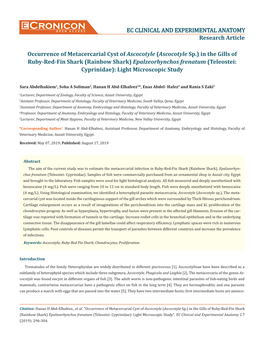 Cronicon OPEN ACCESS EC CLINICAL and EXPERIMENTAL ANATOMY Research Article