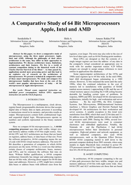 A Comparative Study of 64 Bit Microprocessors Apple, Intel and AMD