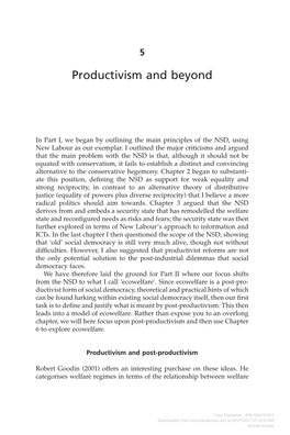 Productivism and Beyond