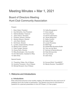 Meeting Minutes » Mar 1, 2021