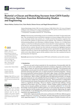 Bacterial Α-Glucan and Branching Sucrases from GH70 Family: Discovery, Structure–Function Relationship Studies and Engineering