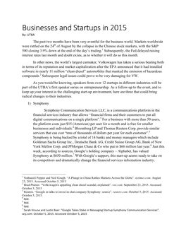 Businesses'and'startups'in'2015' By:$UTBA$ the Past Two Months Have Been Very Eventful for the Business World